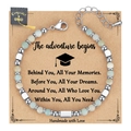 Handmade light blue and cream natural stone beaded bracelet on a graduation card - Adventure Card Style / With Card / Amazonite