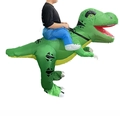 Funny ride-on inflatable dinosaur costume made of green waterproof polyester for party - Riding A Big-headed Dinosaur In Green / One Size