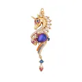 Pendentif licorne doré serti de zircons colorés et d'une pierre bleue en goutte - K5870381-Purple Gold Unicorn