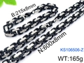 Two-tone black and silver 304 stainless steel Byzantine chain jewelry set with dimensions - 8mm / 16cm / Two-tone Black