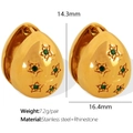 Goldene Tropfenohrringe aus Edelstahl mit grünen Stern-Strasssteinen für Damen - Grün Zirkonia Gold
