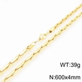 Collier gourmette plate en acier titane doré, largeur 4mm et longueur 600mm pour homme - Chaîne à Maillons Dorée (KN293360-ZJZL)