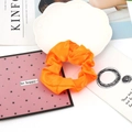 Satin fabric scrunchie in bright orange color with glossy finish for hair styling - 20#-Orange