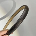Sparkling dark grey narrow headband with glitter fabric and beige inner lining - Dark Coffee