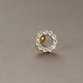 Golden stainless steel stud earring with a circular halo of pavé-set cubic zirconia crystals - Gold White Zirconia (Open Circle)