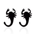 Unique black scorpion stud earrings with detailed gothic animal design on white background - Black