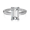 Elegant emerald cut sparkling zircon ring with silver prong setting and polished band - Silver/White Zirconia (Emerald)