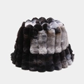 Close-up of thick tie-dye plush fabric texture on winter bucket hat for women - M (56-58cm) / Black Grey Tie Dye