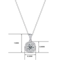 Elegant 925 sterling silver halo moissanite pendant necklace for women in silver finish - 40cm+5cm / Square Cluster Style (P10875)