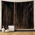 Texture dettagliata dell'arazzo foresta di banyan con radici e tessuto realistici - Paesaggio della Foresta di Banyan (GT100006) / 73X95CM