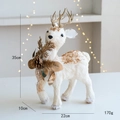White plush Christmas reindeer ornament with gold glitter antlers and pinecone decor - Style B White Gold Head-Up Reindeer