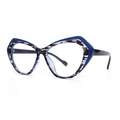 Cat eye blue light glasses with floral pattern frames and black temples for women - Blue and Tortoiseshell Frame