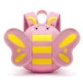 Pink and yellow cartoon bee backpack for toddlers with 3D wings and mesh straps - Pink