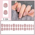 30pcs matte bean paste cat-eye press-on nails in elegant rectangular shape - Morandi Pink Matte Frosted Square Head (Y-324)