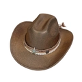 Chapeau de cowboy western classique bronze avec ruban étoilé et perle turquoise - M (56-58cm) / 132-Café