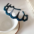 Dark teal yarn woven wave headband with plastic combs for high skull top styling - 8# Green (Twill Texture)