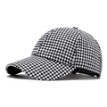 Classic black and white houndstooth tweed baseball cap with curved brim and adjustable strap - Adjustable / Tweed Houndstooth (White 2)