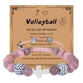 Bracciale da pallavolo in pietra zebra rosa con ciondolo a croce e biglietto regalo - Stile Pallavolo