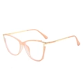 Cat eye glasses frames with transparent light orange TR90 rims and gold metal temples - Pink Frame