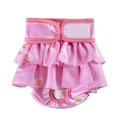 Pink daisy print dog physiological pants skirt with secure Velcro and tail hole - XS / Female Dog Printed Pink