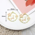 DIY rabbit and cherry blossom enamel charm in gold alloy, white and pink finish, 30mm size - White Cherry Blossom Rabbit