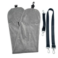 Détail de la housse de coussin de voyage en peluche grise avec sangles réglables - Ensemble Gris / 96*18cm