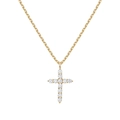 S925 sterling silver gold cross necklace with paved cubic zirconia stones on white background - 14K Gold