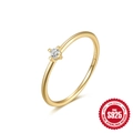 S925 sterling silver ring with a minimalist four-prong round zircon setting - Gold #5 (Single Diamond)