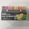 Dual tip watercolor brush pen set with 168 colors in a transparent plastic storage case - 168 Colors (Black Barrel Hard Box)