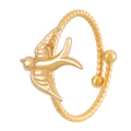 Detailed shot of gold-plated swallow ring featuring an intricate braided band design - Seagull Style(N-866)