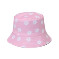 Rosa Fischerhut mit weißen Gänseblümchen für Damen, stilvoller Sommer-Sonnenschutz - Einheitsgröße (58cm) / Rosa Gänseblümchen Blumendruck (3)