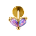 Golden stainless steel cartilage stud with purple pear opal and flat back design - 1.2x6mm / Gold-2 OP38 Opal Waterdrops