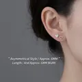 Eleganti orecchini a lobo a cuore asimmetrici in argento 925 con zirconi, misura 6mm - Stile Cuore Asimmetrico