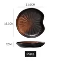 Plato de cerámica para snacks con forma de hoja de loto marrón y esmalte de horno - Platillo Crepúsculo (Marrón Oscuro)