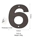 Numero civico 6 in ghisa rustica bronzo scuro con viti di montaggio incluse - Numero 6
