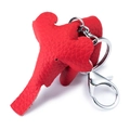 Simpatico portachiavi a forma di elefante in vera pelle rossa con gancio in metallo - Rosso