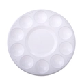 White plastic round artist palette with ten wells and center mixing area for watercolor - 10-Well Round Palette / 17cm