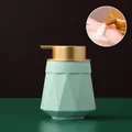 Distributeur de savon en céramique vert menthe avec pompe dorée et texture mouchetée - Style Diamant / Vert menthe avec pompe dorée