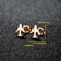 Minimalist stainless steel airplane stud earrings in rose gold finish with dimensions - 030 Airplane / Rose Gold