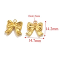 Golden stainless steel bow pendants for DIY jewelry making with precise size dimensions - Gold-B (1.53g)
