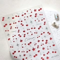 Stickers ongles 3D M-981 avec cerises rouges peintes à la main et motifs étoiles - Style Cerise (M-981)