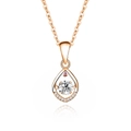 Elegant rose gold teardrop necklace featuring a floating diamond and purple gem accent - 925 Silver / Rose Gold (Moissanite White)