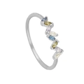 Anello a onda in oro 18k con pietre di zirconia colorate taglio marquise in argento - US 6 / Argento