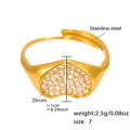Detailed view of gold-plated heart ring with zircon paving and size 7 dimensions - Size 7 (Adjustable) / Gold Heart (A789)