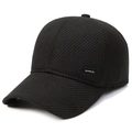 Herren Winter-Baseballkappe in Schwarz mit winddichtem Ohrenschutz und Metall-Logo - Lederetikett Stil / Schwarz