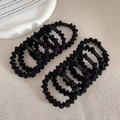 Set of 10 black spiral hair ties made of high elasticity durable rubber material - Wave Style / Black (1pc)
