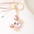 Golden crab keychain with sparkling pink crystals and rhinestones for car keys - Crab 2 (Pink)