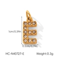 Détails d'un pendentif lettre E doré avec cristaux de strass et mesures précises - Lettre E (HC-N40727-E)