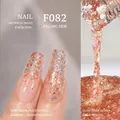 Vernis gel végétal F082 Sunset Clouds aux paillettes rose orangé chaleureuses - F082 Lueurs du Couchant