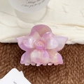 Elegante pinza de pelo de flor en acetato con degradado rosa y violeta para mujer - 8.8cm / Púrpura Floral